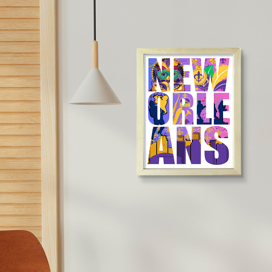 Designs ByLITA New Orleans, Louisiana Inspirational, Wall Print Art | American Cities Stylish Home Decoration (Unframed or Framed)