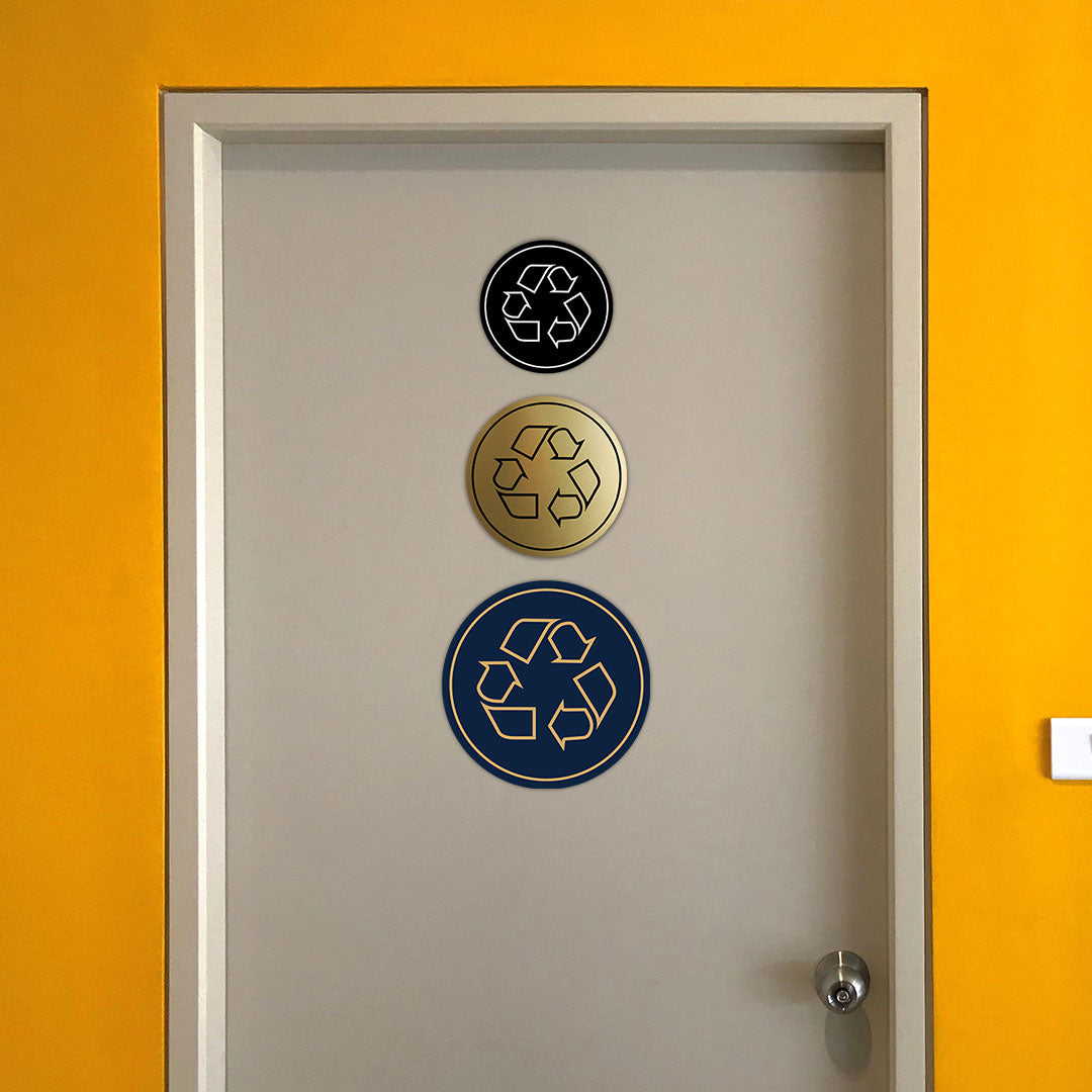 Signs ByLITA Circle Recycling Graphic Door or Wall Sign | Easy Installation | Durable Construction | Promote Health And Safety | Caution Warning Sign for Home, Business and Office Spaces