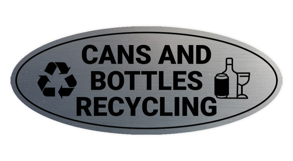 Signs ByLITA Oval Cans and bottles recycling Sign - Laser-Engraved Lettering | Durable ABS Plastic | Vibrant Colors | Powerful Foam Tape