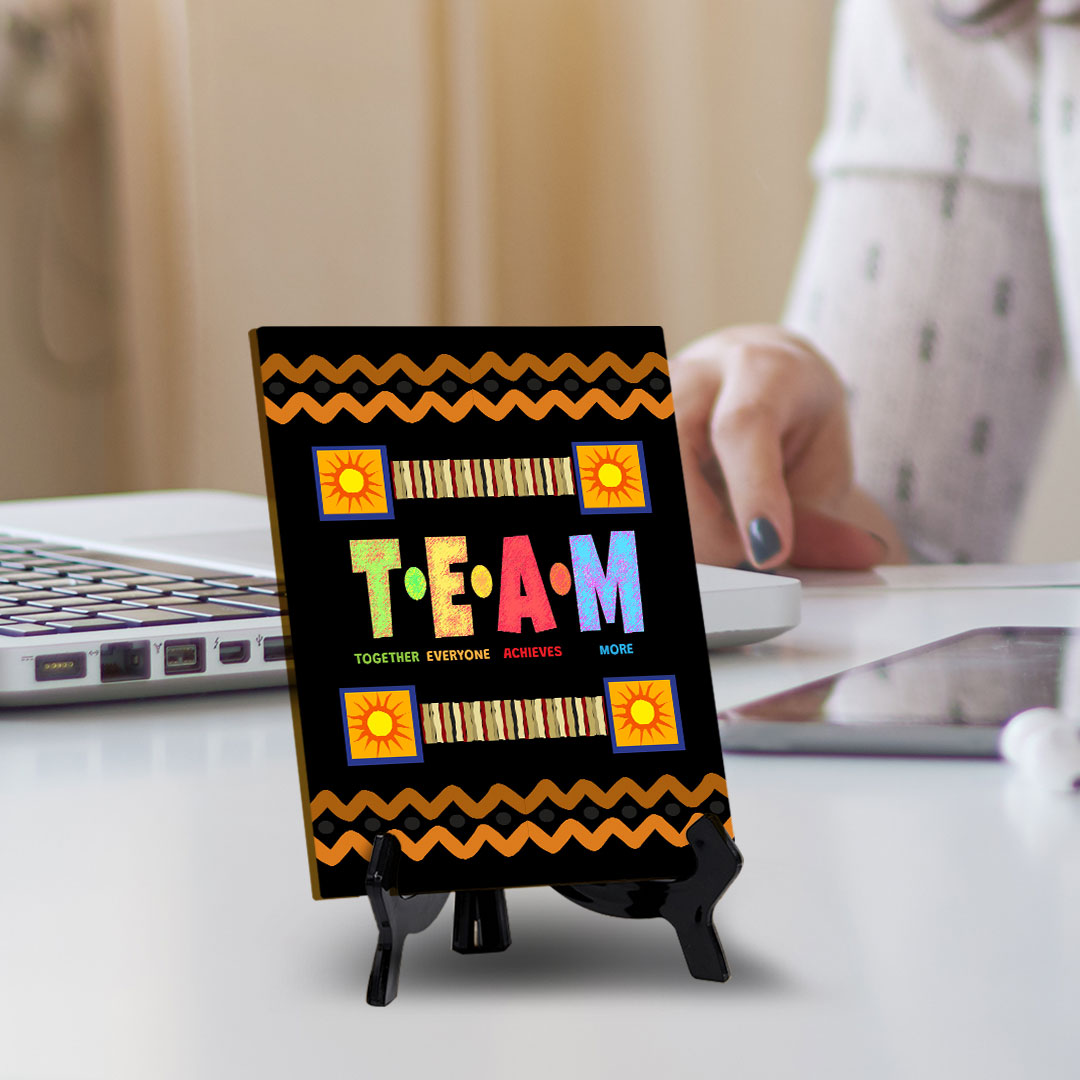 Team Together Everyone Achieves More Table Sign with Acrylic Stand (6x8“) | Classroom & Home Decor