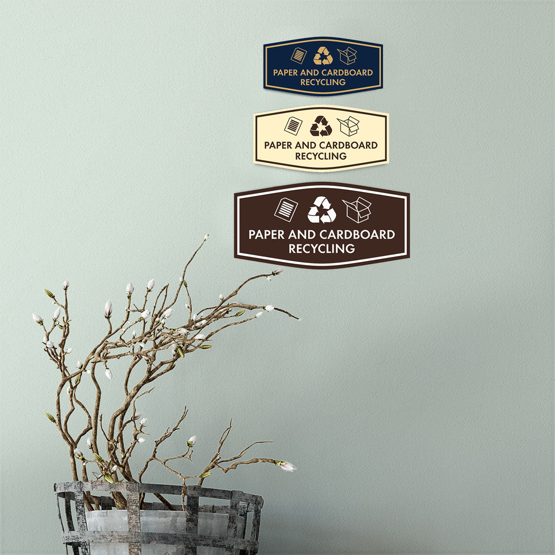 Fancy Paper and Cardboard Recycling Wall or Door Sign