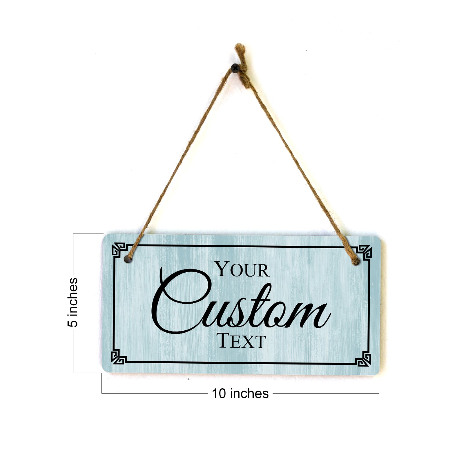 Signs ByLITA Customizable 5 x 10” Decorative Border Hanging Wall or Door Sign | Rustic Twine | Stylish Personalized Greeting Sign | Home or Business Personalized Signage