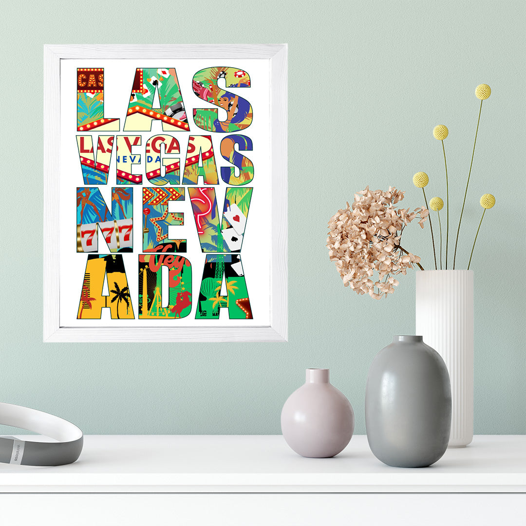 Designs ByLITA Las Vegas, Nevada Inspirational, Wall Print Art | American Cities Stylish Home Decoration (Unframed or Framed)