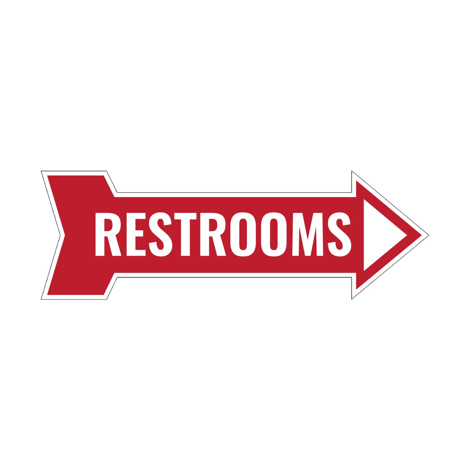 Arrow Shape Restrooms 12x4" Wall or Door Sign | Bathroom Signage