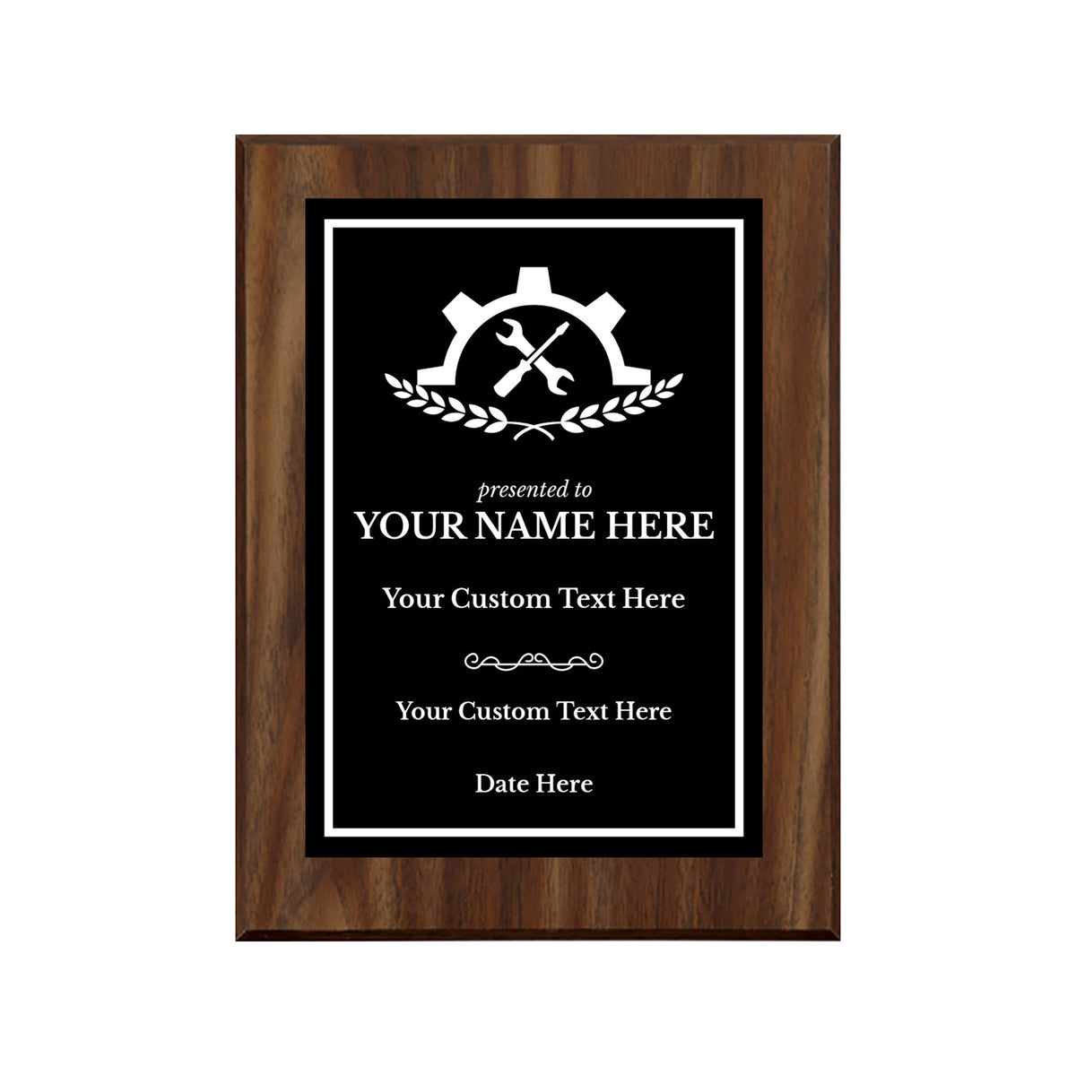 Engineering and Mechanics Theme Customizable Award Plaque |Easel Mount Option | Recognition of Achievement and Service Personalizable Plaques