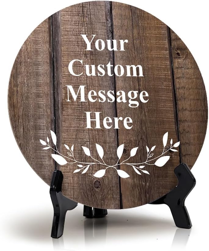 Signs ByLITA Custom Personalized Circle Table Sign (5" x 5") Branch Border Design | Write Your Own Message | Design Your Sign…