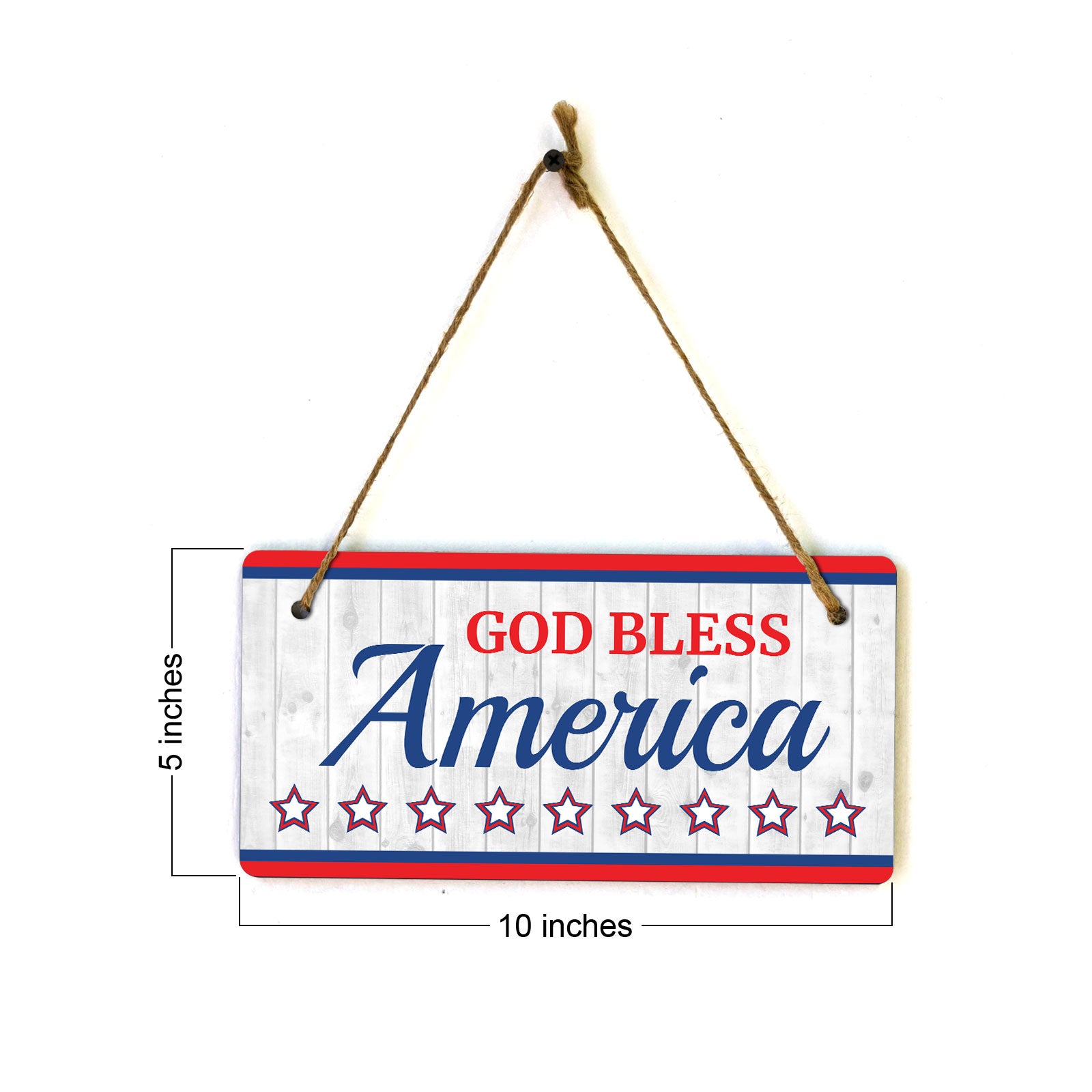 God Bless America 5x10 Hanging Plus Wall or Door Sign | Patriotic Home & Office Decor