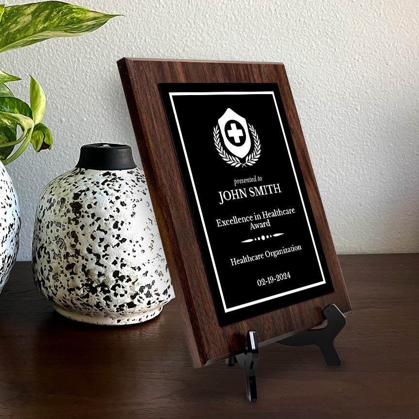 Health Professional Theme Custom Award Plaque |Easel Mount Option | Achievement and Service Personalizable Plaques