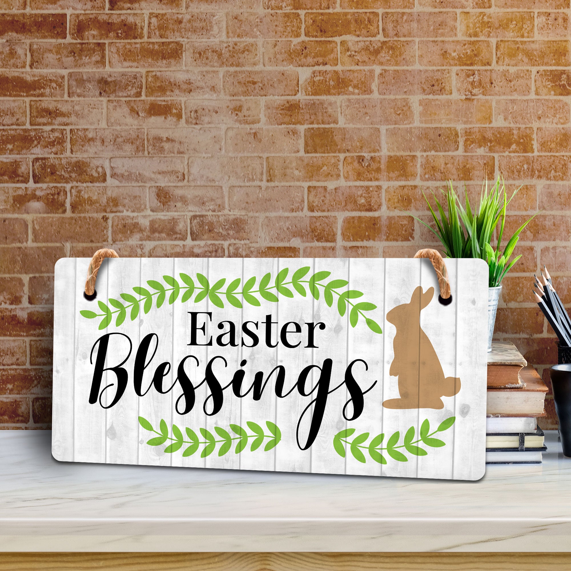 Easter Blessings 5x10 Hanging Wall or Door Sign | Religious Home Decor