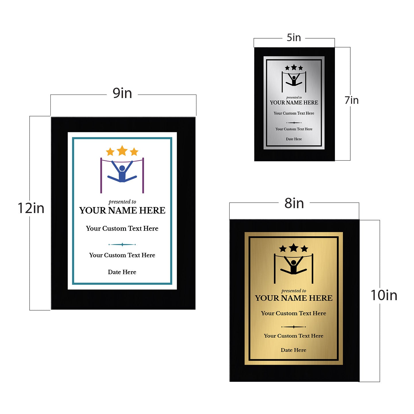 Gymnastics Customizable Black Frame Wooden Award Plaque | Easel Mount Option | Achievement and Recognition Personalizable Plaques