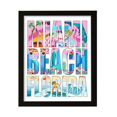 Designs ByLITA Miami Beach, Florida Inspirational, Wall Print Art | American Cities Stylish Home Decoration (Unframed or Framed)