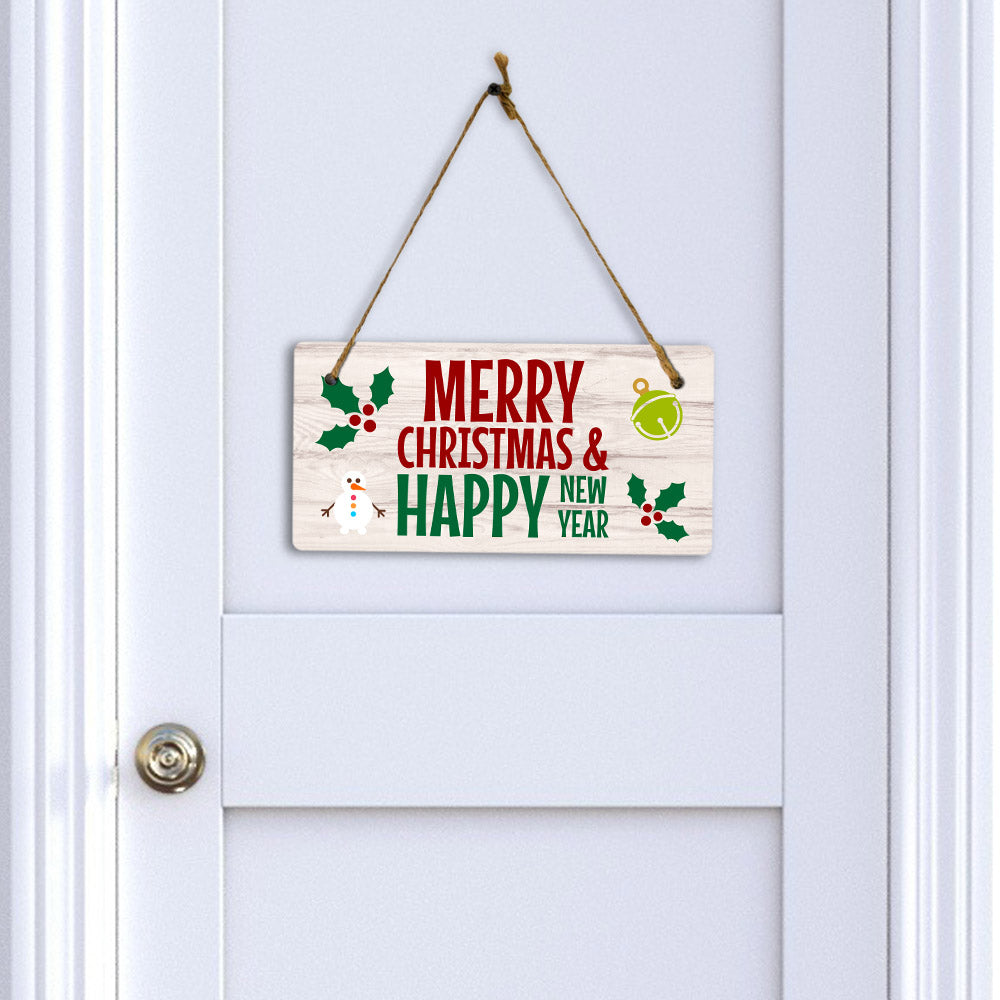 Merry Christmas & Happy New Year 5x10 Hanging Plus Wall or Door Sign | Christmas Home Decor