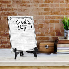 Catch of the Day 6x8 Dry Wipe Table Sign Easy Installation | Restaurant & Bar | Perfect To Clearly Direct Customers & Advertise Specials | No Pen Included