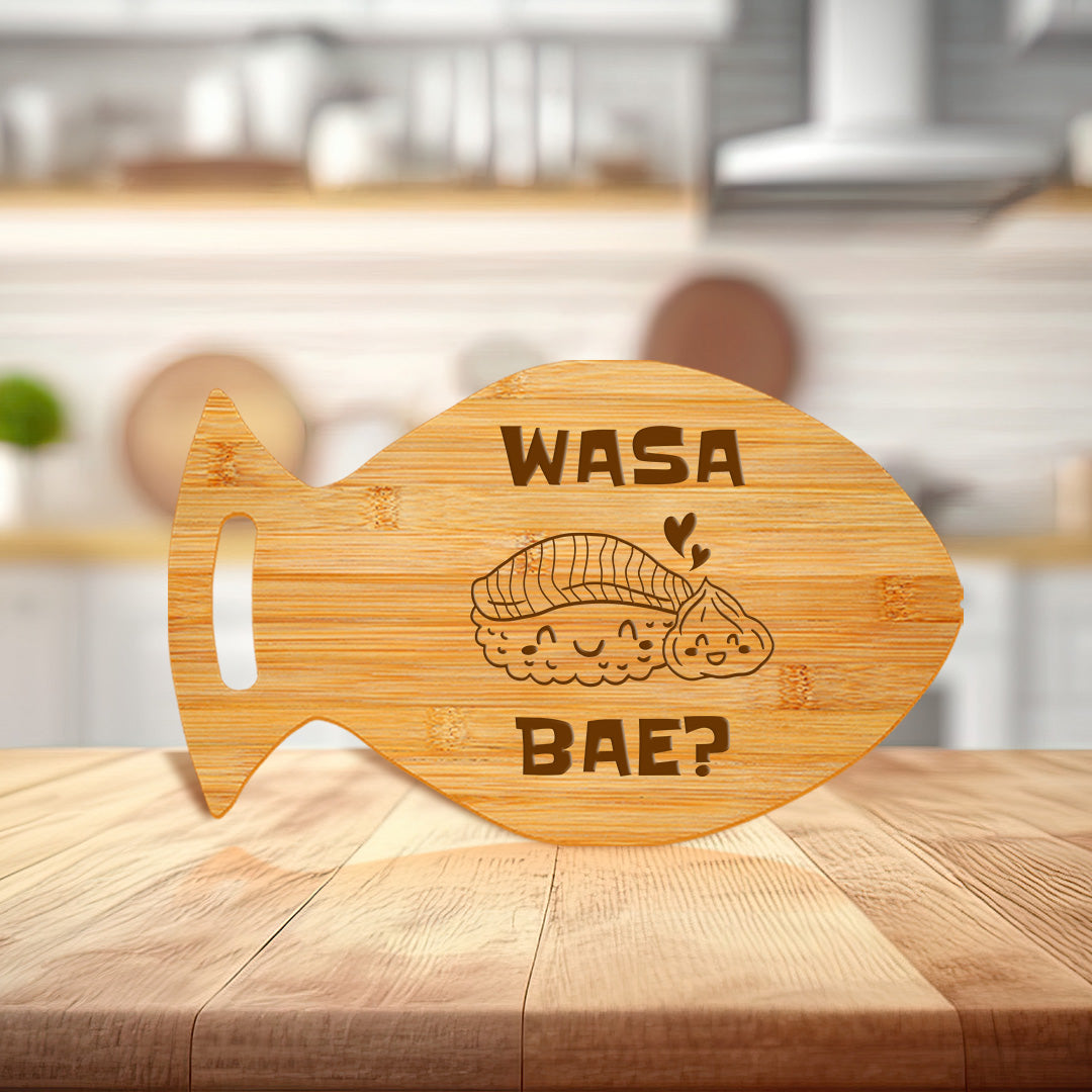 Wasa Bae 14 x 8.5" Fish Shape Cutting Board | Decorative Kitchen Accessory For Sushi Lovers