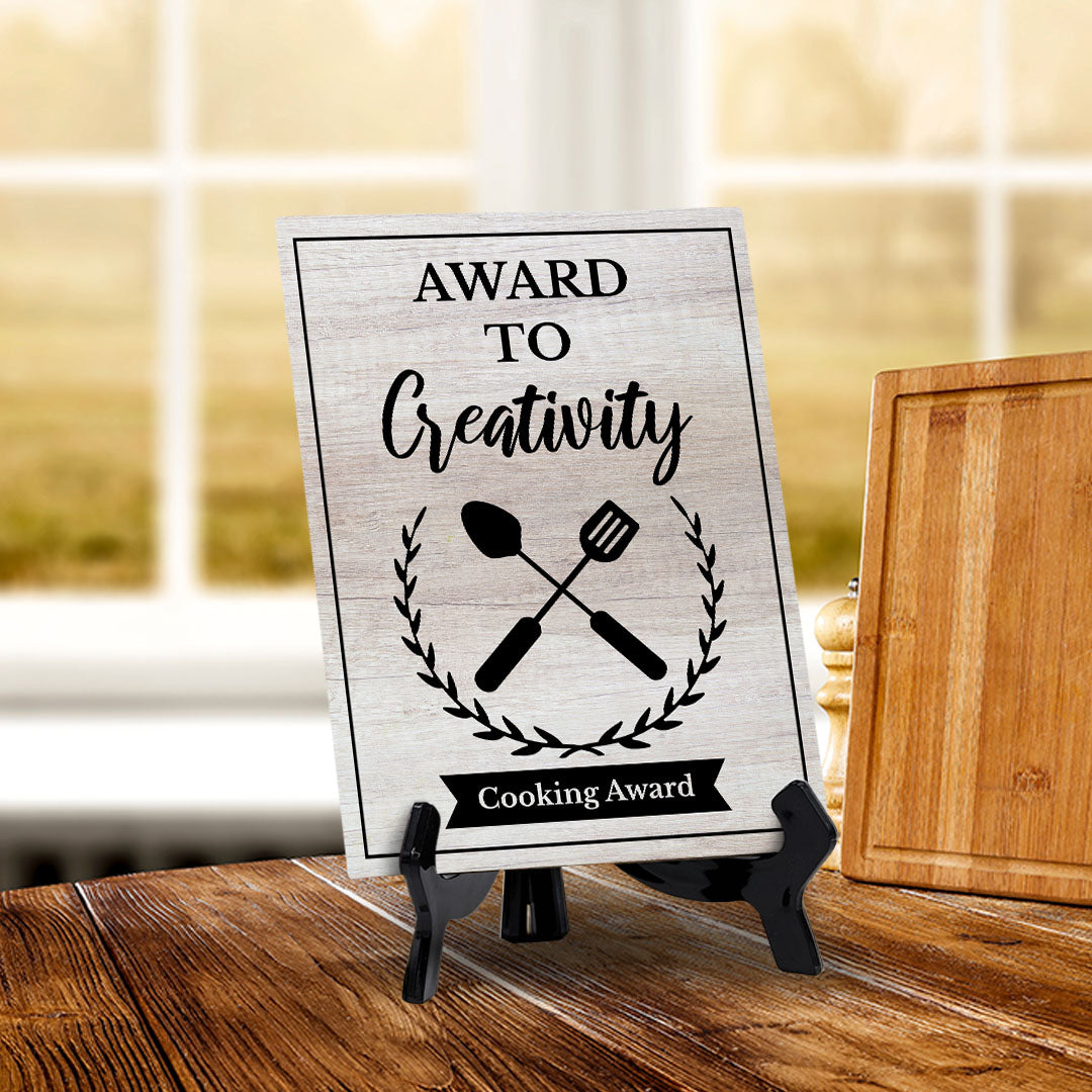 Signs ByLITA Award to Creativity Cooking Award, Table Sign with Acrylic Stand (6 x 8“)