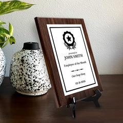 Employee Of The Month Customizable Award Plaque |Easel Mount Option | Recognition of Achievement and Service Personalizable Plaques