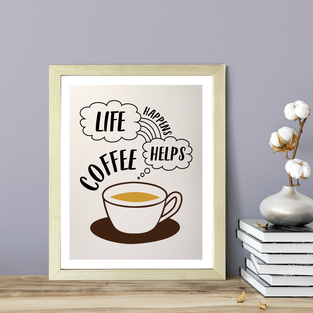 Designs ByLITA Life Happens Coffee Helps, Wall Print Art | Retro Bar Decoration