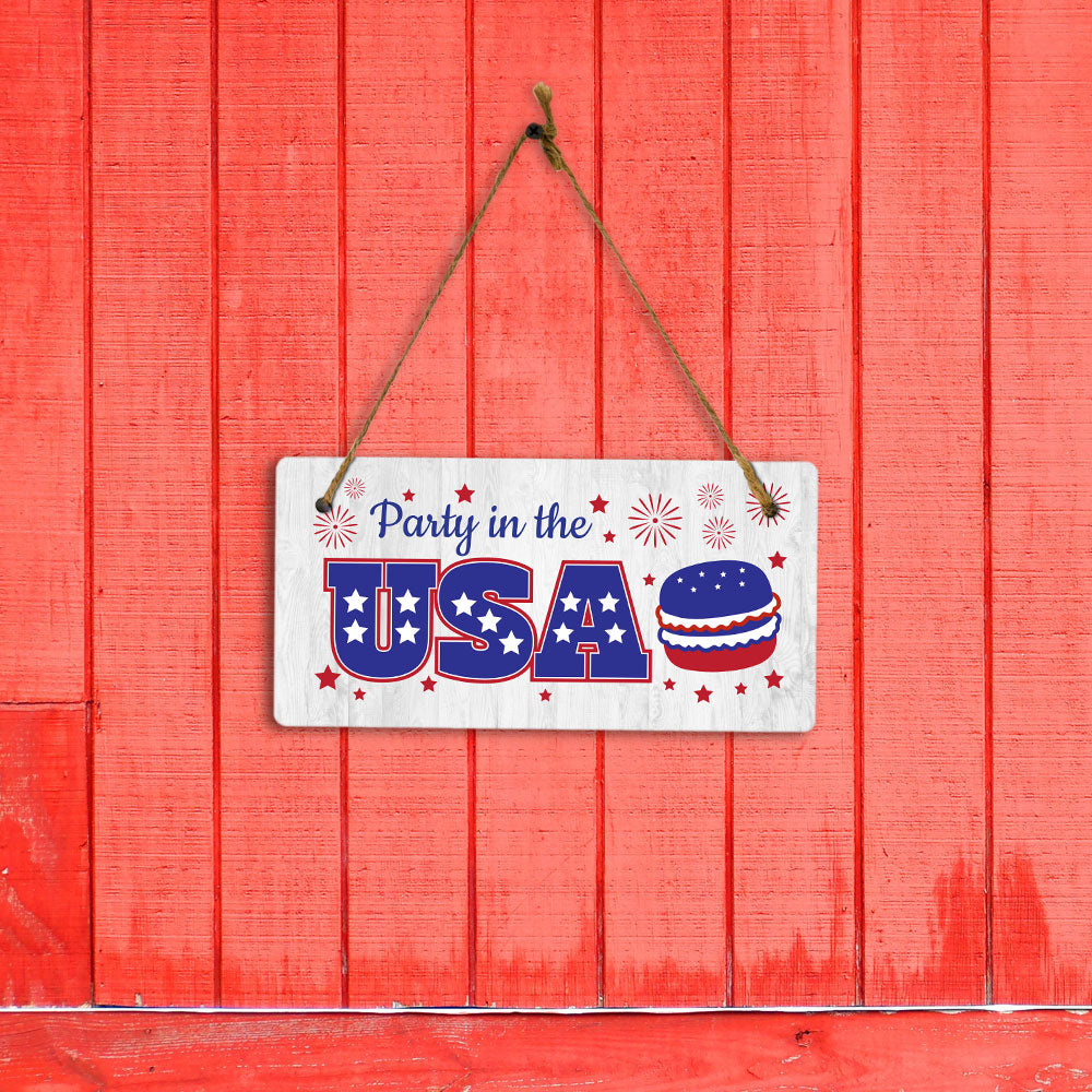 Party In The USA 5x10 Hanging Plus Wall or Door Sign | American Pride