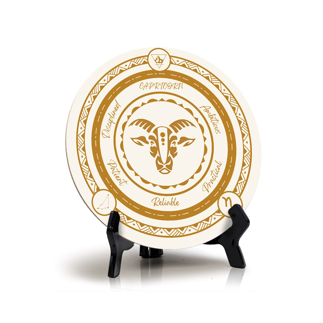 Capricorn Zodiac Circle Table Sign (5x5")