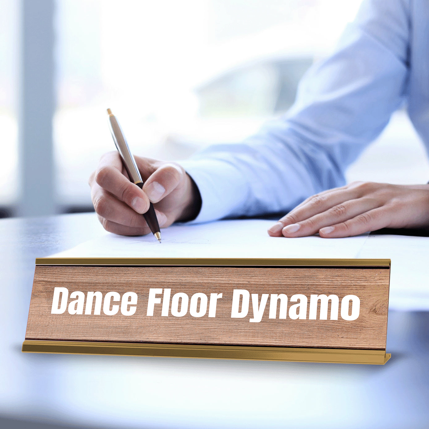 Dance Floor Dynamo Gold Frame Desk Sign (2x8") | Novelty Workplace and Home Office Decoration For Him