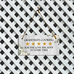 5 Stars Grandma's Cooking: 5 Stars For The Love She Adds To Every Dish 5x10 Hanging Plus Wall or Door Sign | Grandma's Home Décor