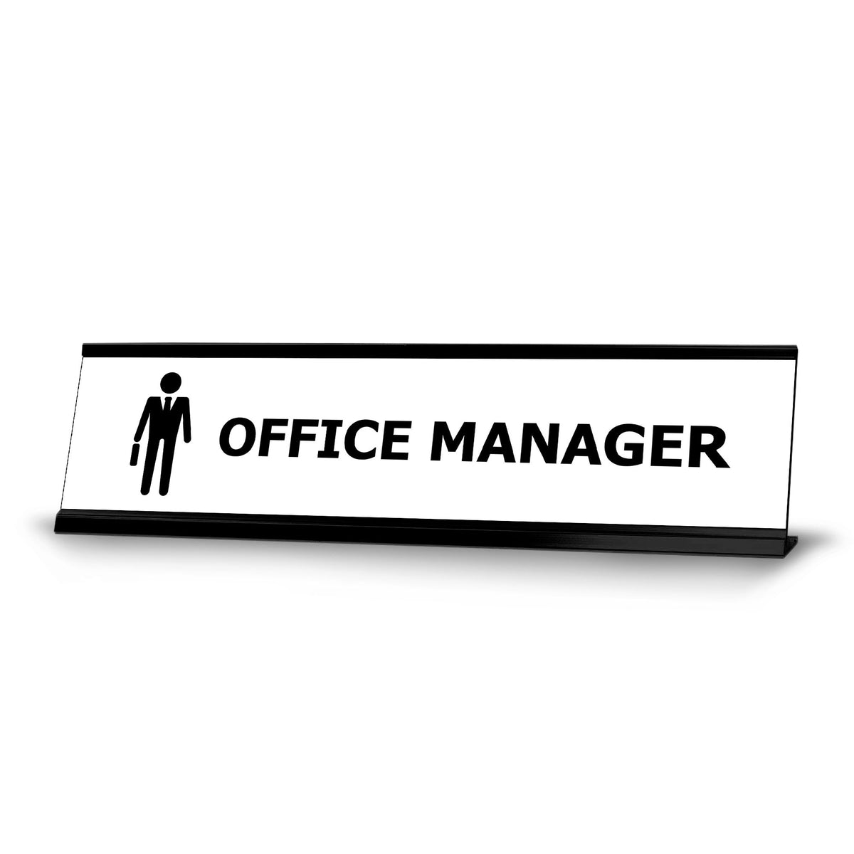 Office Manager, Black Frame Desk Sign (2 x 8")