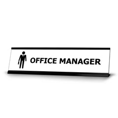 Office Manager, Black Frame Desk Sign (2 x 8")