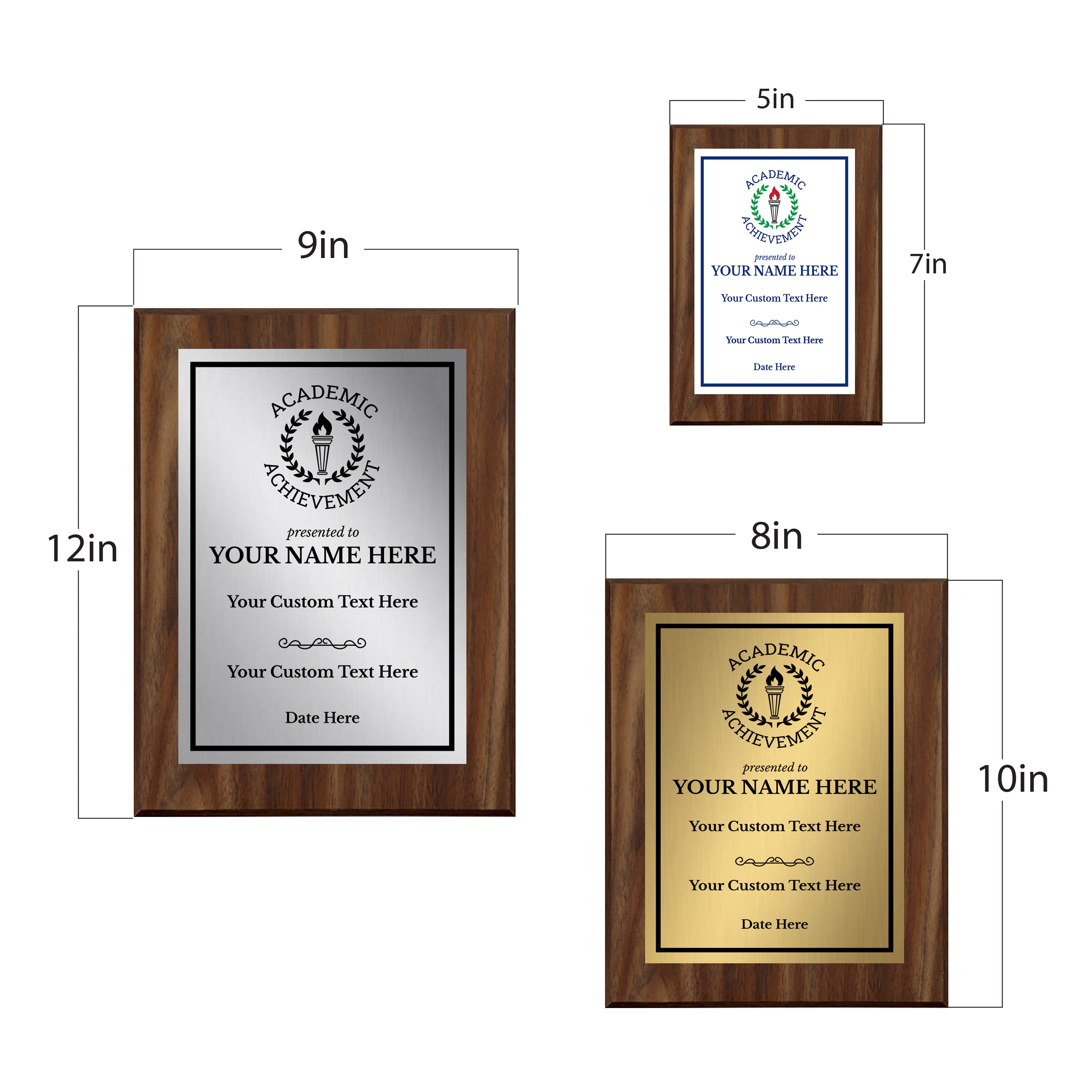 Academic Achievement Customizable Award Plaque |Easel Mount Option | Recognition of Achievement and Service Personalizable Plaques