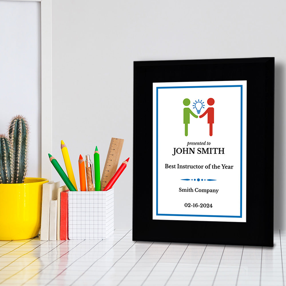 Instructor or Mentor Recognition Customizable Black Frame Award Plaque | Easel Mount Option | Achievement and Service Personalizable Plaques