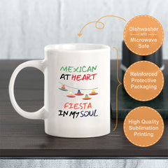 Designs ByLITA Mexican At Heart Fiesta In My Soul 11oz Plastic or Ceramic Coffee Mug Elegance | Great Novelty Gift | High Quality Sublimation | Mexican Pride