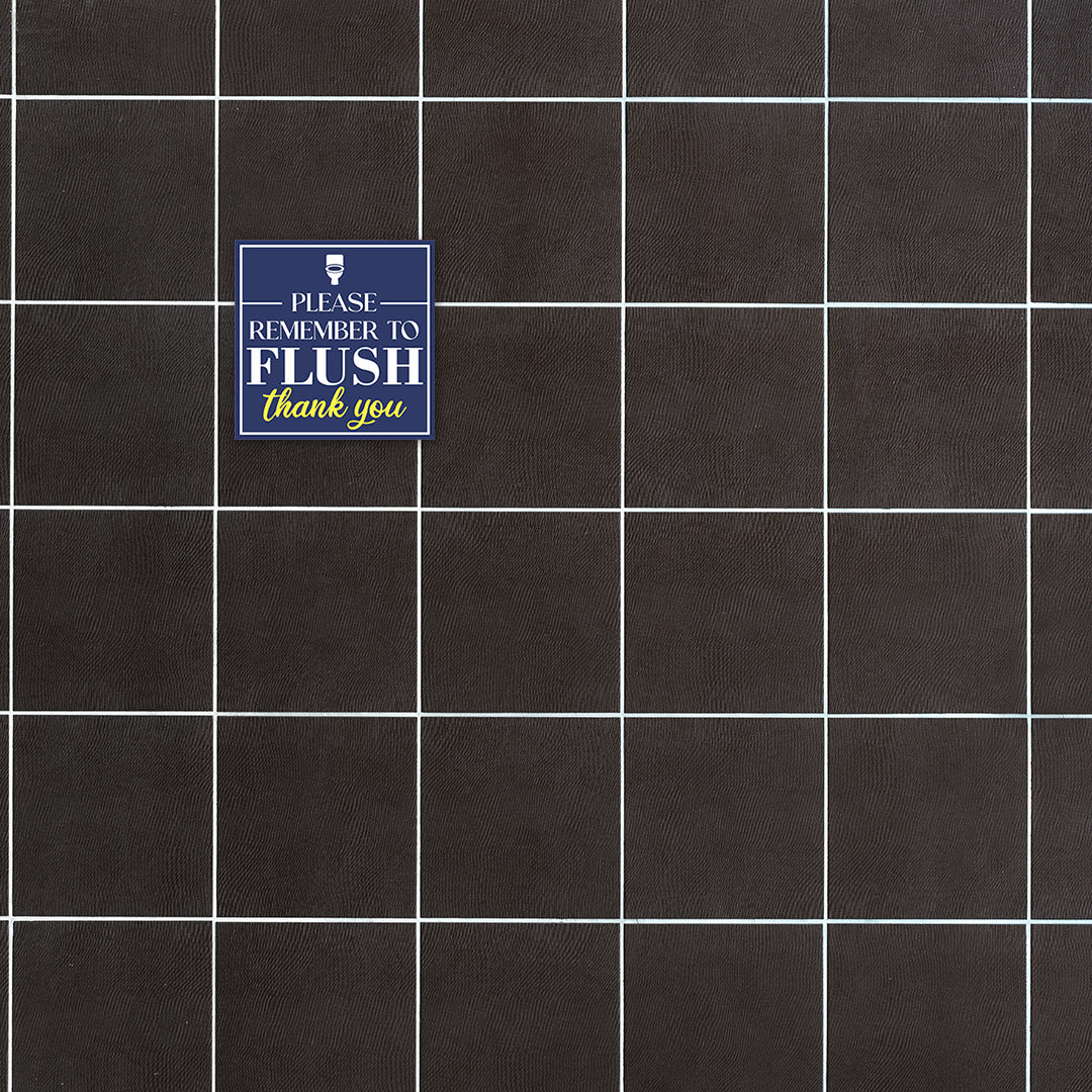 Square Plus Please Remember To Flush Thank You Wall or Door Sign | Public Restrooms Signage