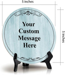 Signs ByLITA Custom Personalized Circle Table Sign (5" x 5") Elegant Design | MDF Hardboard With Printed Wood Effect | Write Your Own Message…