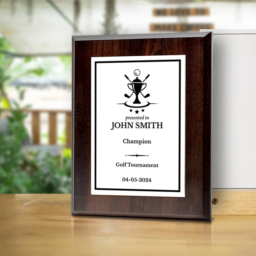 Golf Customizable Wooden Award Plaque | Easel Mount Option | Achievement and Recognition Personalizable Plaques