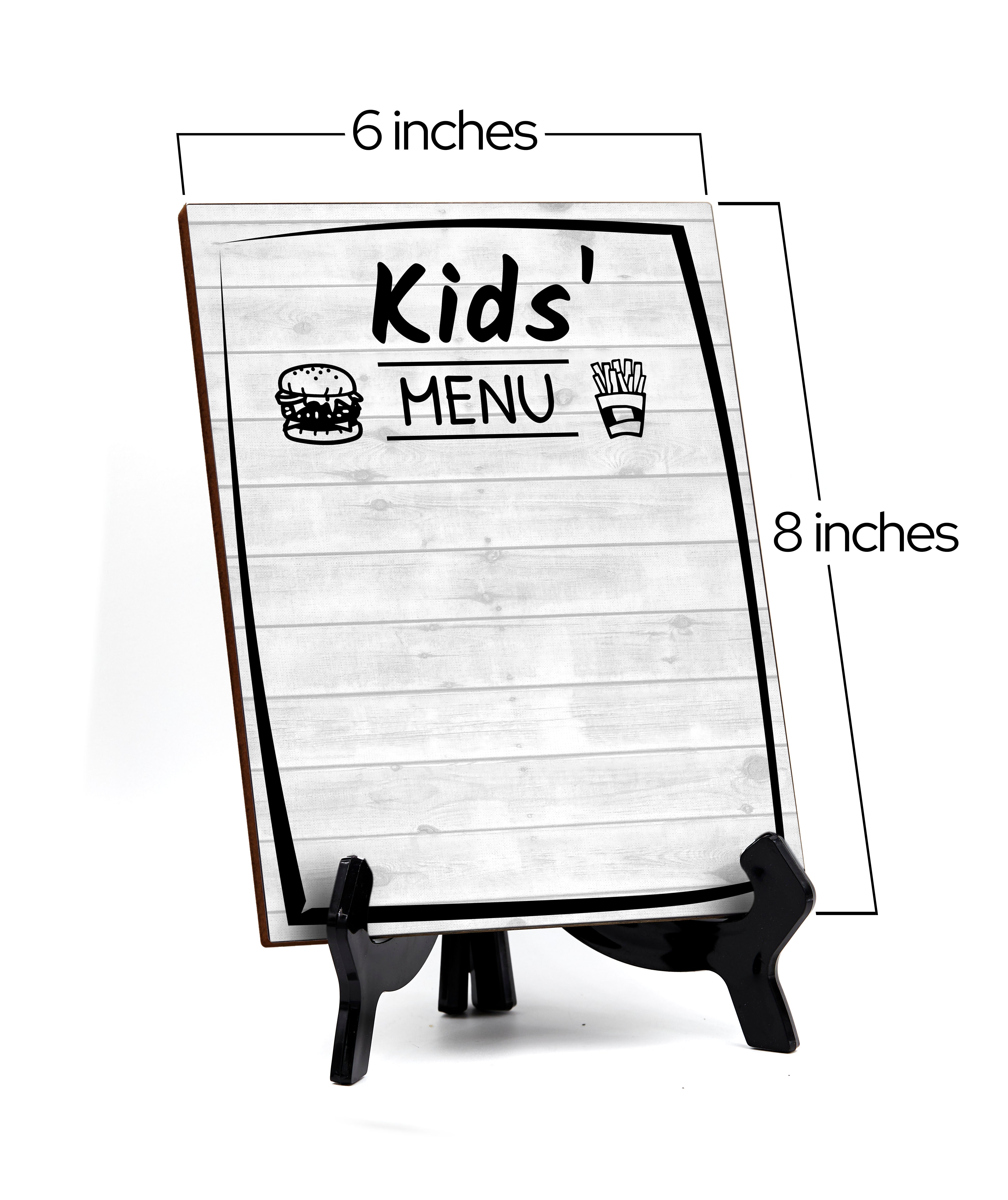 Kids' Menu 6x8 Dry Wipe Table Sign Easy Installation | Restaurant & Bar | Perfect To Clearly Direct Customers & Advertise Specials | No Pen Included