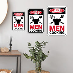 Portrait Round Plus Danger Men Cooking (Kitchen) Wall or Door Sign | Easy Installation | Funny Novelty Imitation Warning Signs