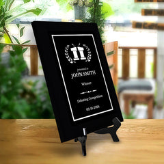 Debating and Model Diplomacy Theme Customizable Black Frame Award Plaque | Easel Mount Option | Achievement and Service Personalizable Plaques