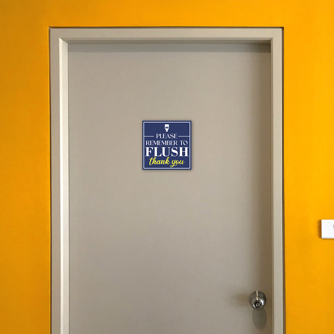 Square Plus Please Remember To Flush Thank You Wall or Door Sign | Public Restrooms Signage