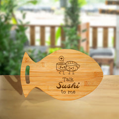 Talk Sushi To Me 14 x 8.5" Fish Shape Cutting Board | Decorative Kitchen Accessory For Sushi Lovers