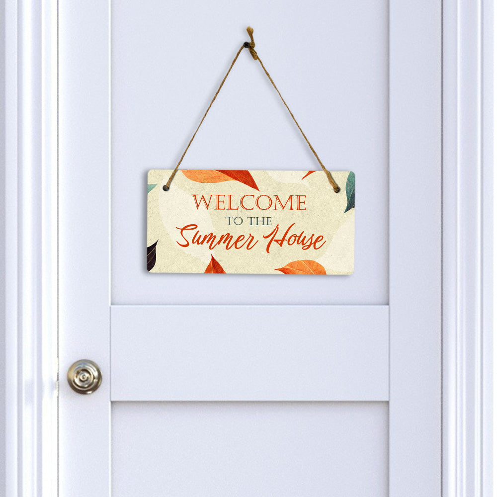 Welcome To The Summer House 5x10 Hanging Plus Wall or Door Sign| Family and Friends Boho Chic Summer Decor