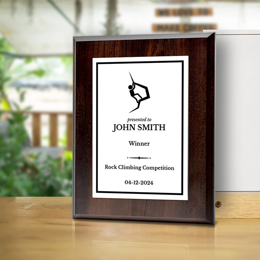 Bouldering & Rock Climbing Customizable Wooden Award Plaque | Easel Mount Option | Achievement and Recognition Personalizable Plaques