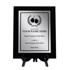 Boxing Customizable Black Frame Wooden Award Plaque | Easel Mount Option | Achievement and Recognition Personalizable Plaques