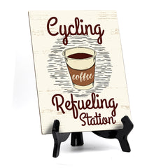 Signs ByLita Cycling Refueling Station, Table Sign With Acrylic Stand (6 x 8")