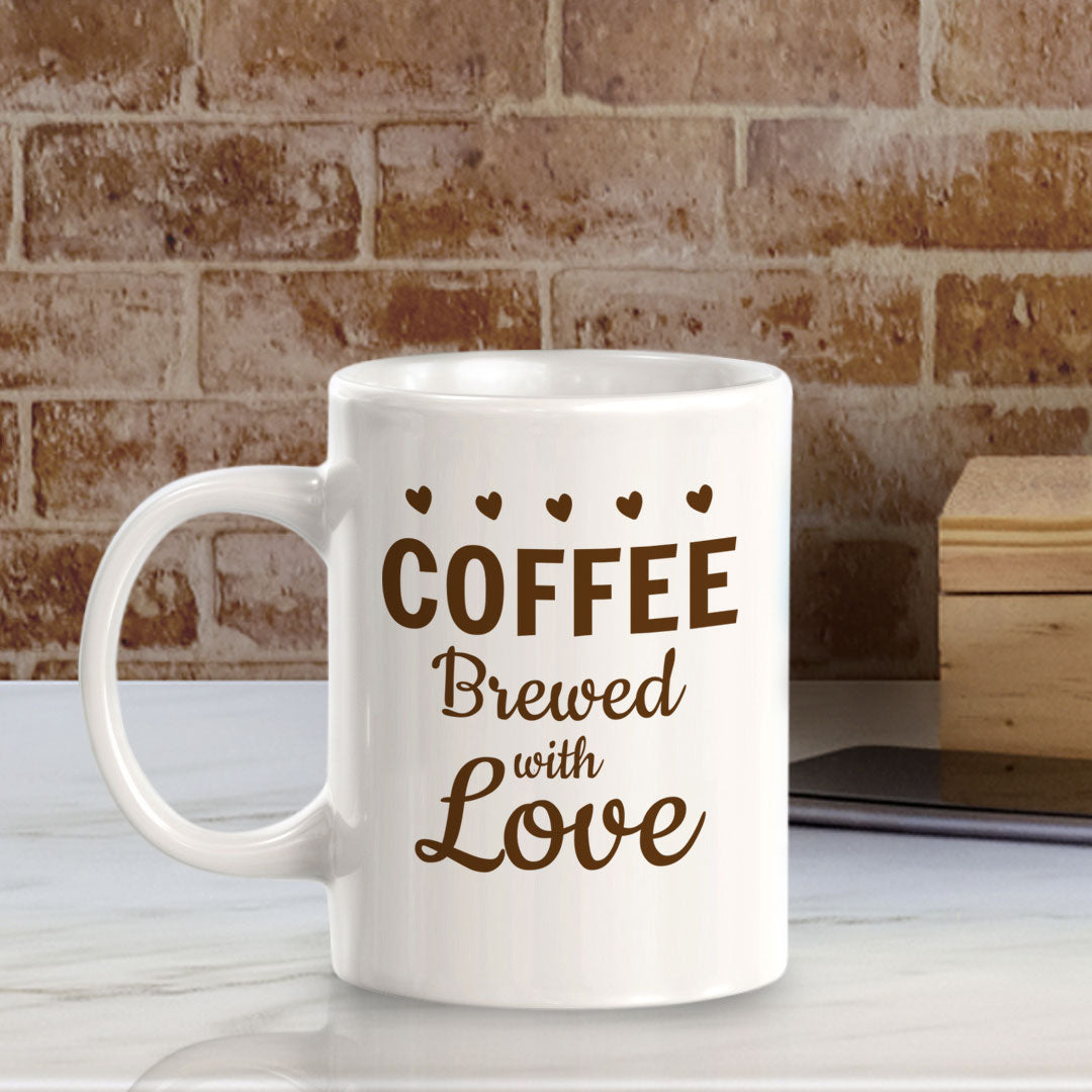 Designs ByLITA Coffee: Brewed with Love Office Workspace Home Family 11oz Plastic/Ceramic Coffee Mug