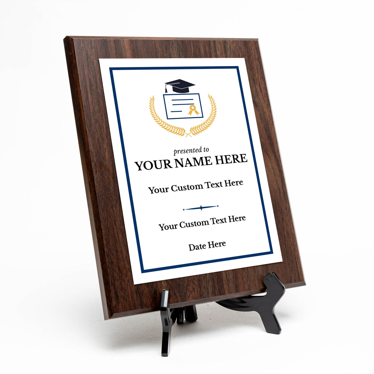 High School and College Graduation Customizable Wooden Award Plaque | Easel Mount Option | Achievement and Recognition Personalizable Plaques