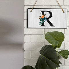 R Flower Decor 5x10 Hanging Wall or Door Sign | Alphabet Letter Room Decoration