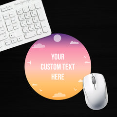 Customizable 8x8" Circle Mouse Pad – Sunset Color Background – Add Your Own Message or Text – Premium Non-Slip Surface, Perfect for Home, Office, or Gift Use