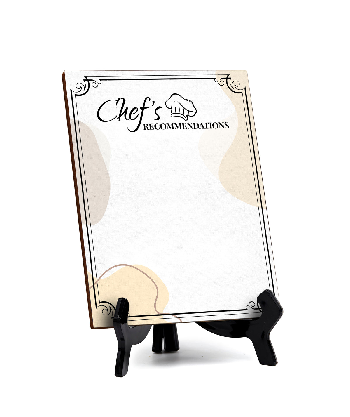 Chef's Recommendations 6x8 Dry Wipe Table Sign Easy Installation | Restaurant & Bar | Perfect To Clearly Direct Customers & Advertise Specials | No Pen Included