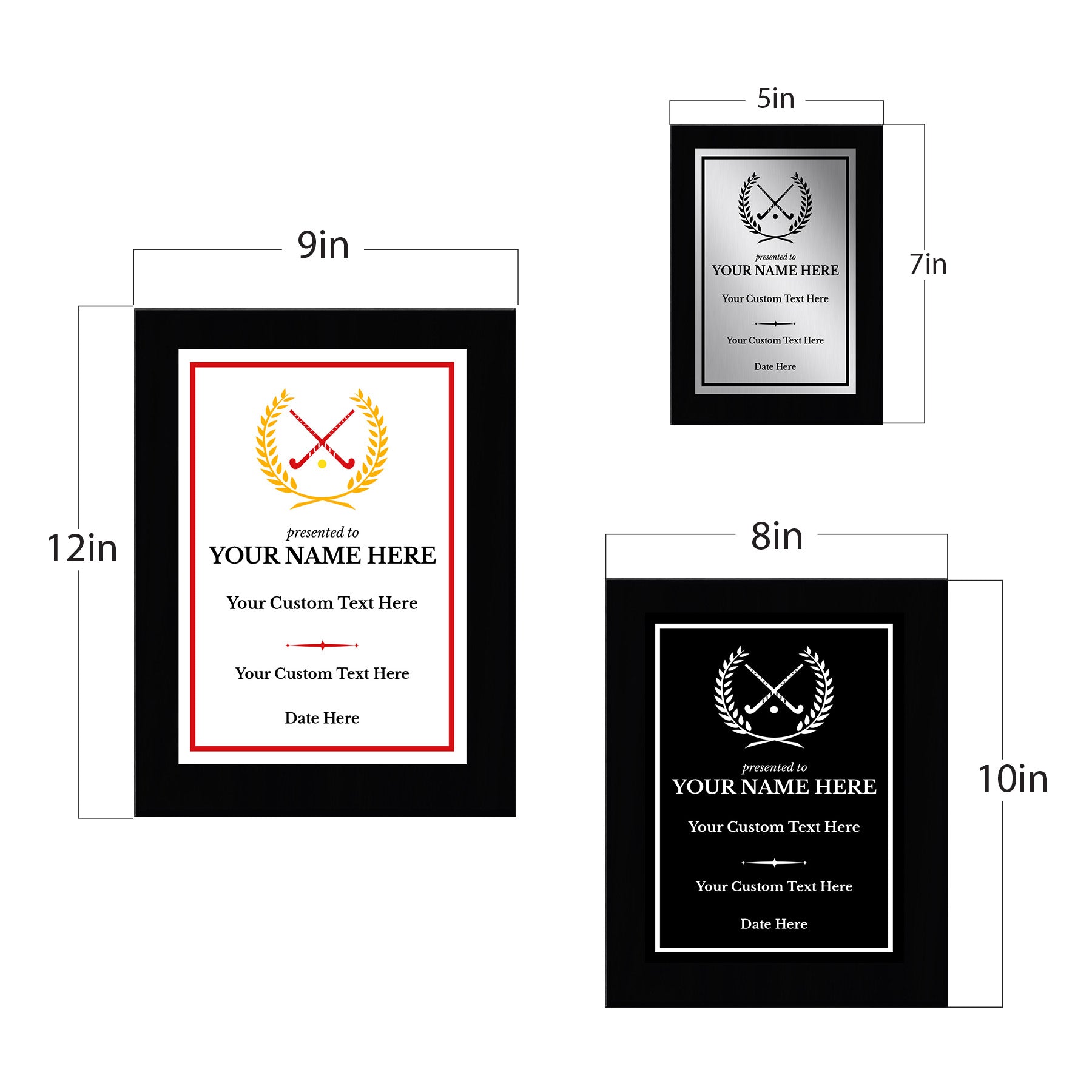 Field Hockey Customizable Black Frame Wooden Award Plaque | Easel Mount Option | Achievement and Recognition Personalizable Plaques | Sports Award