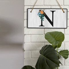 N Flower Decor 5x10 Hanging Wall or Door Sign | Alphabet Letter Room Decoration