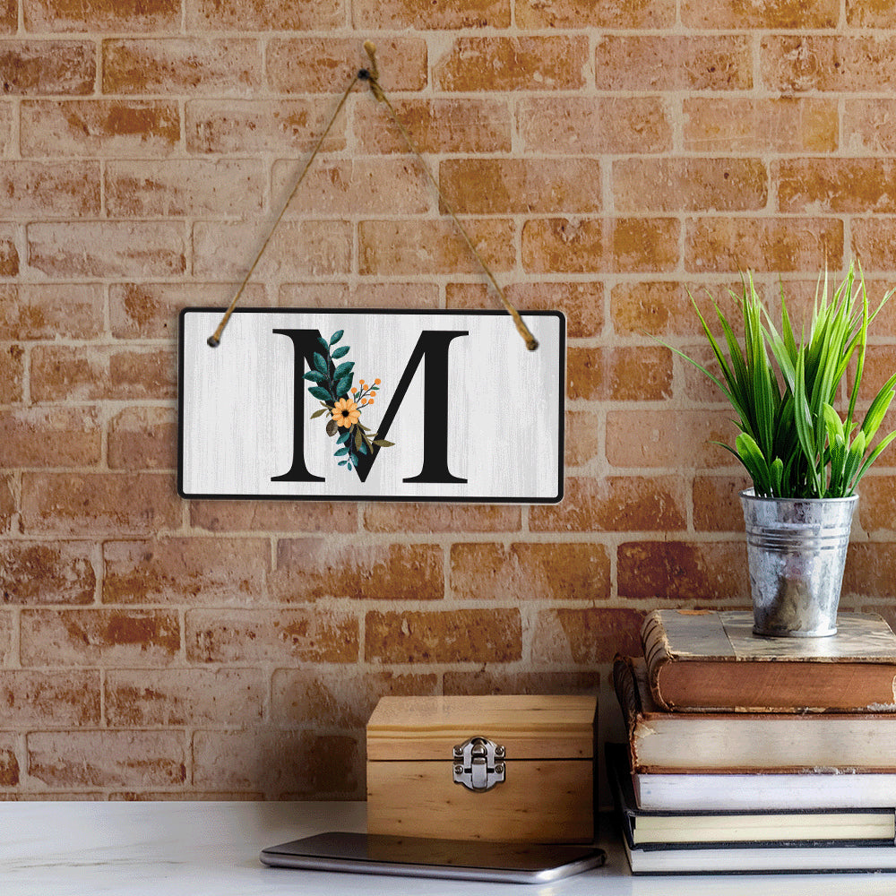 M Flower Decor 5x10 Hanging Wall or Door Sign | Alphabet Letter Room Decoration